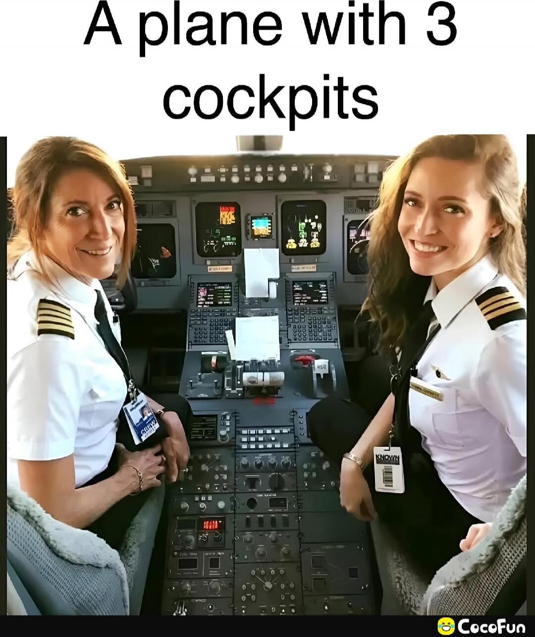 A plane with 3 cockpits