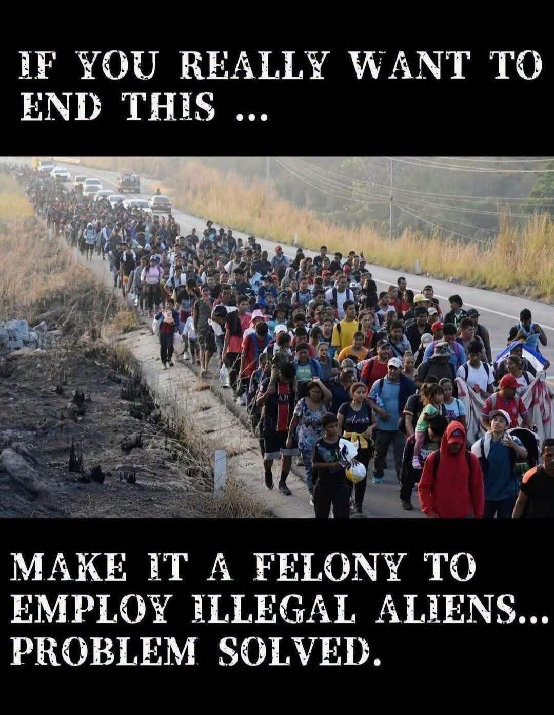IF YOU REALLY WANT TO END THIS ... MAKE IT A FELONY TO EMPLOY ILLEGAL ALIENS... PROBLEM SOLVED.