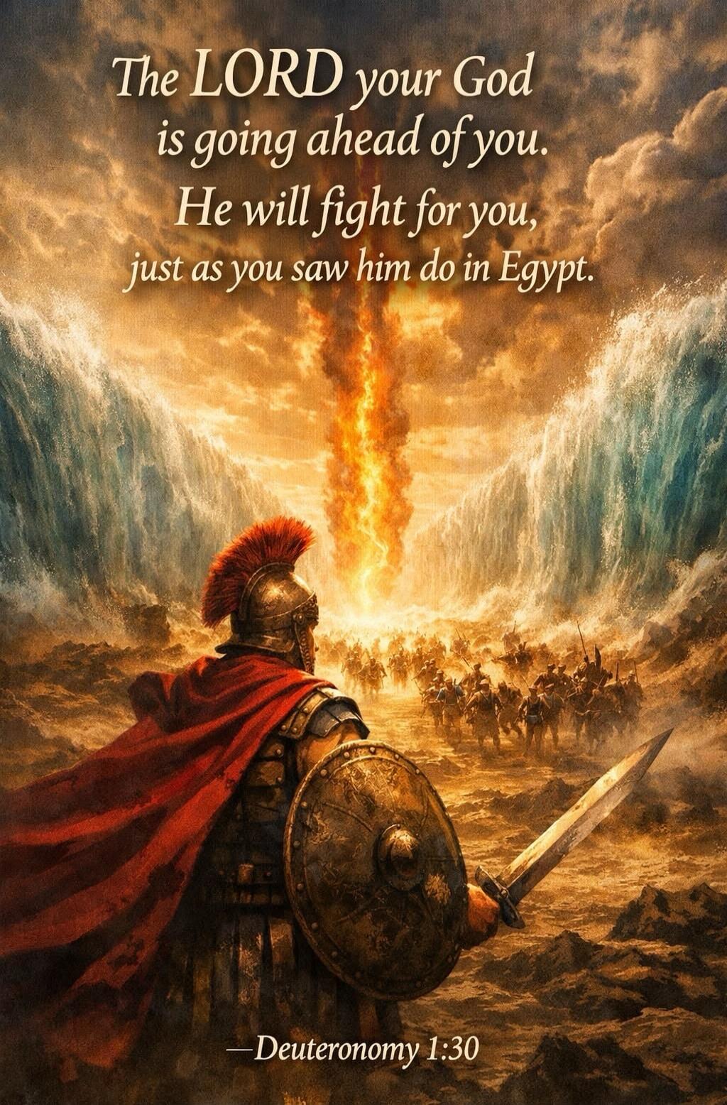 The LORD your God is going ahead of you. He will fight for you, just as you saw him do in Egypt. -Deuteronomy 1:30