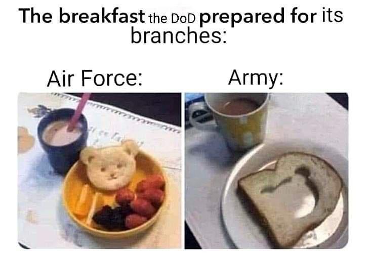 The breakfast the bop prepared for its branches Air Force Army