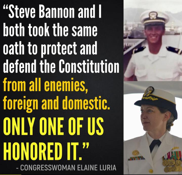 Steve Bannon and hoth took the same oath to protect and defend the Constitution CONGRESSWOMAN ELAINE LURIA