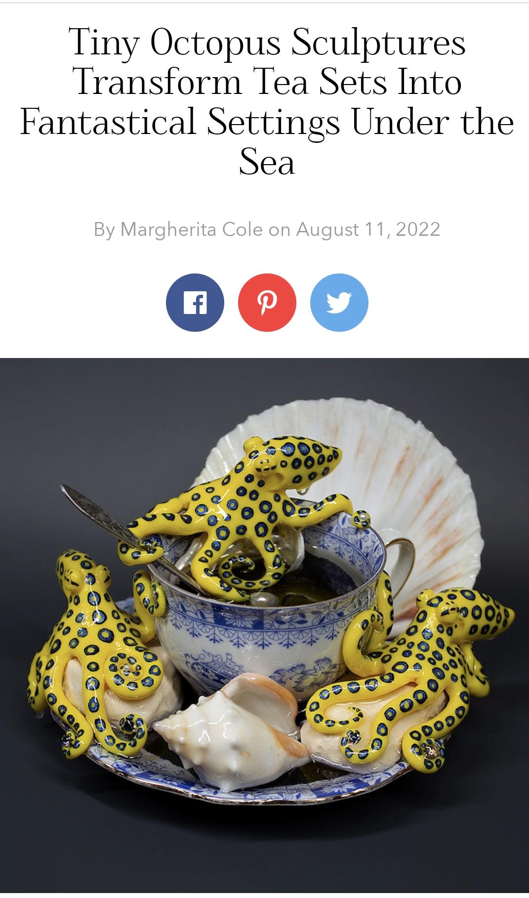 Tiny Octopus Sculptures Transform Tea Sets Into Fantastical Settings Under the Sea d our