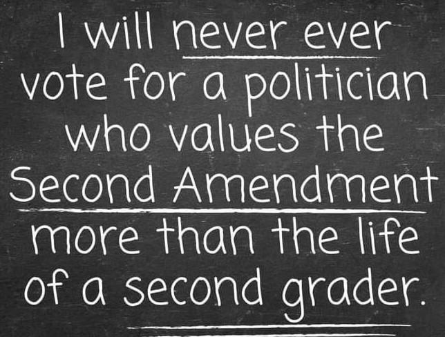 will neveyr ever 2R elgeReloiylalelq who values the Second Amendment more than the life of a second grader