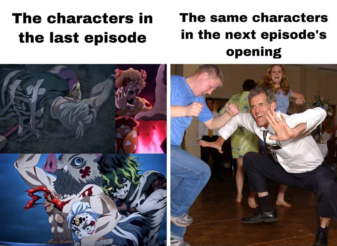 The characters in The same characters the last episode in the next episodes opening