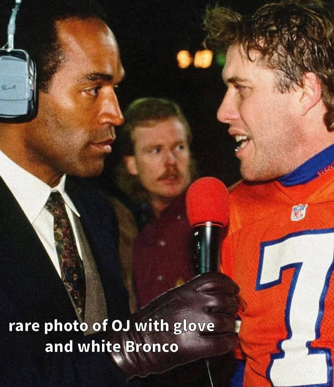 rare photo of OJ with glove and white Bronco