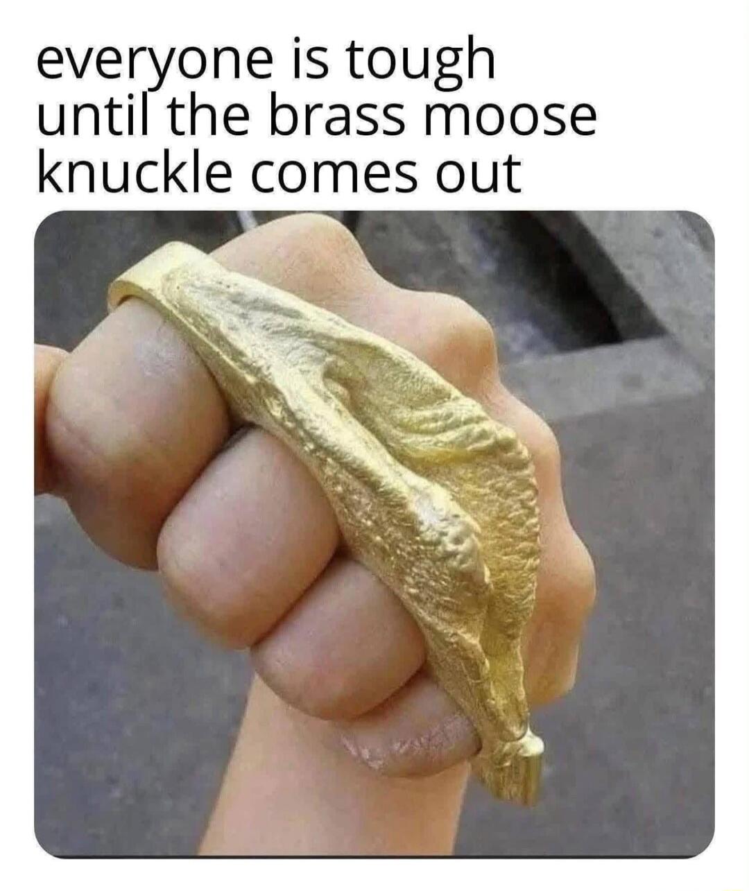 everyone is tough until the brass moose knuckle comes out