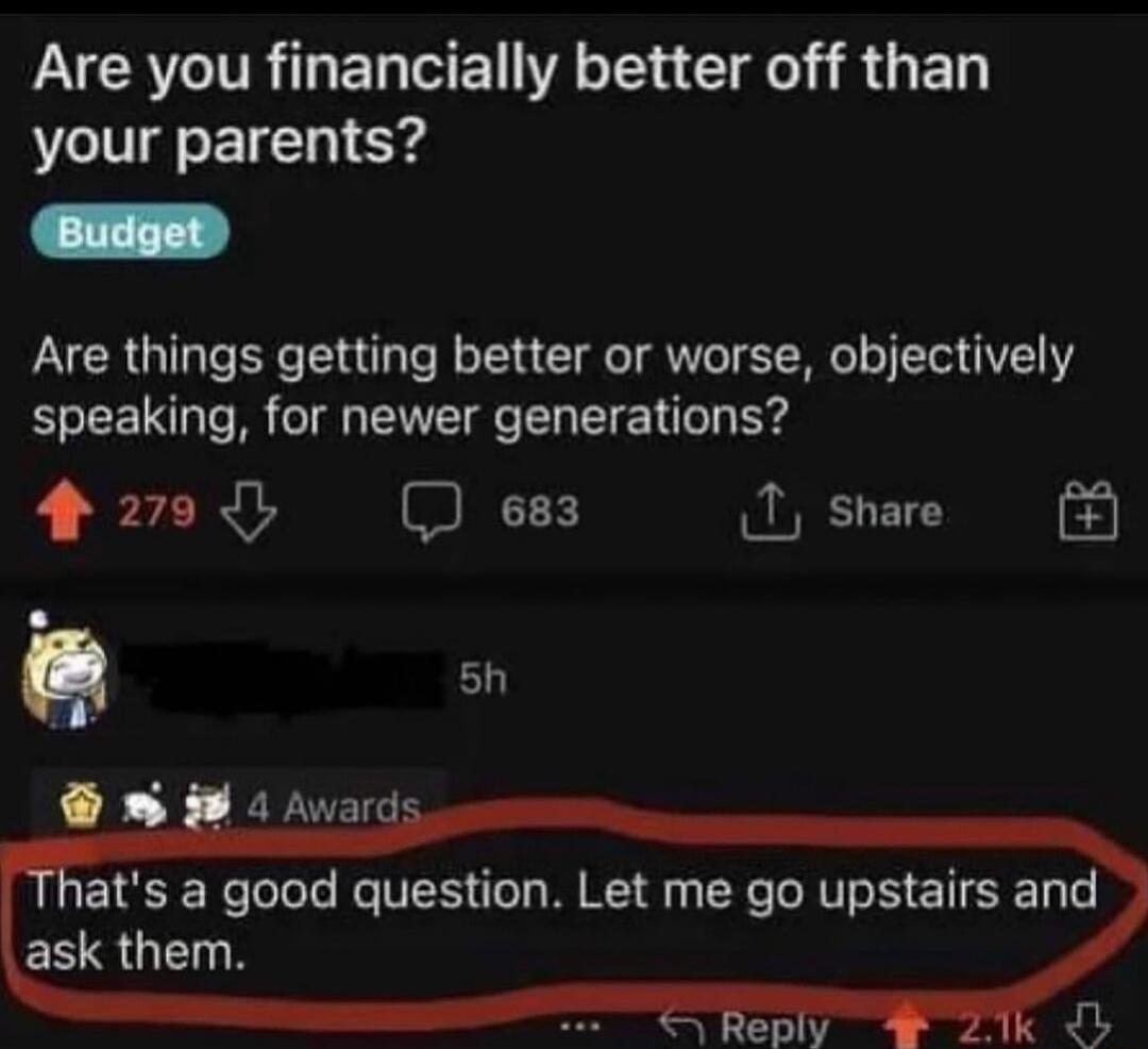 Are you financially better off than your parents Are things getting better or worse objectively speaking for newer generations 4298 ess 1 share
