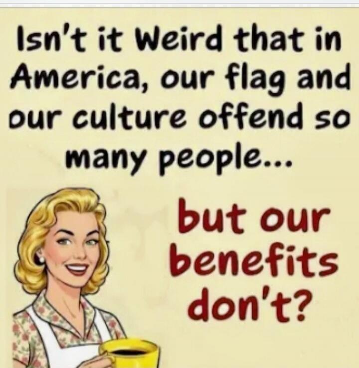 Isn't it Weird that in America, our flag and our culture offend so many people... but our benefits don't?
