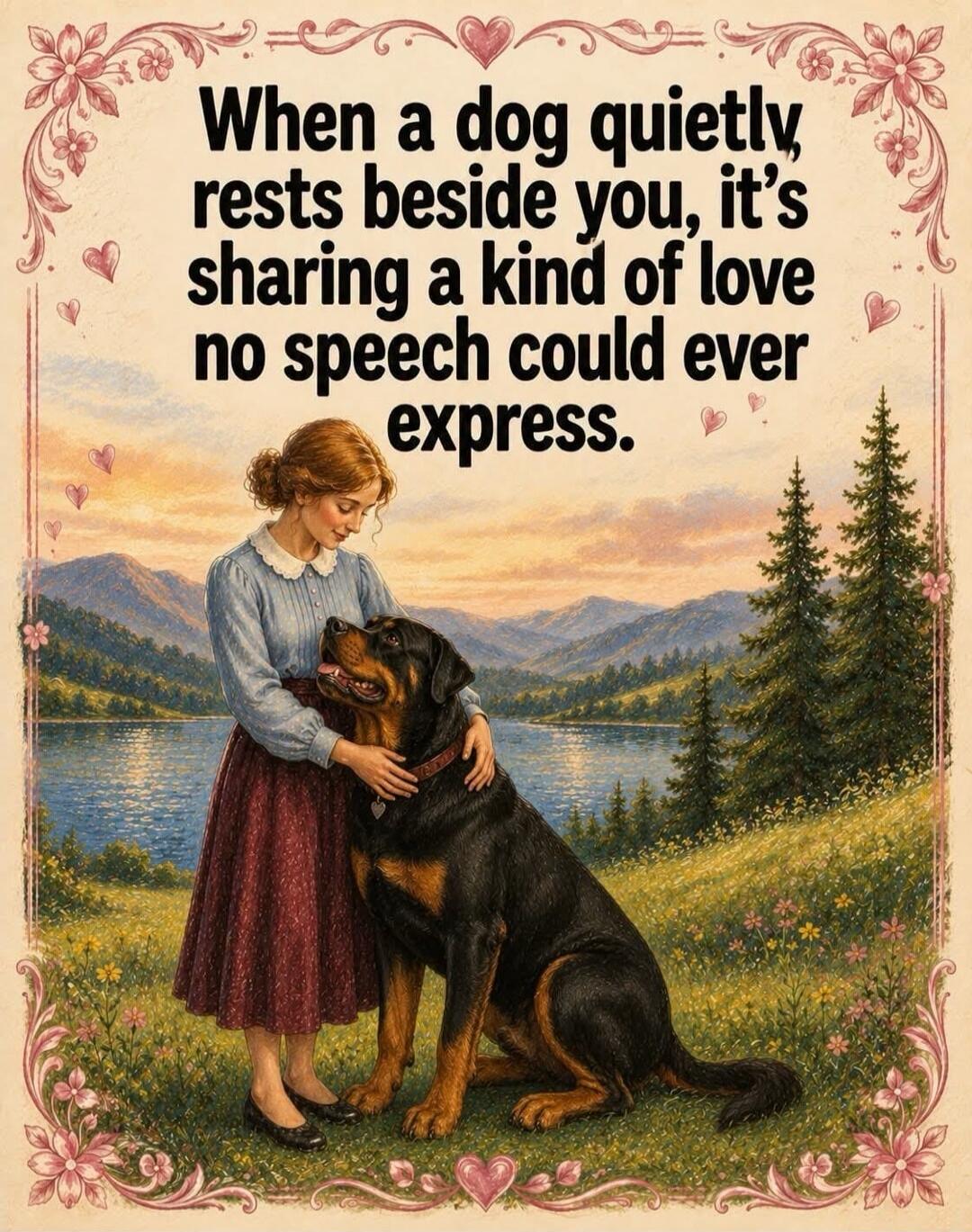 When a dog quietly, rests beside you, it's sharing a kind of love no speech could ever express.