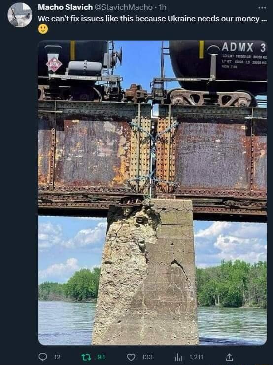 Macho Slavich SlavichMacho 1h We cant fix issues fike this because Ukraine needs our money