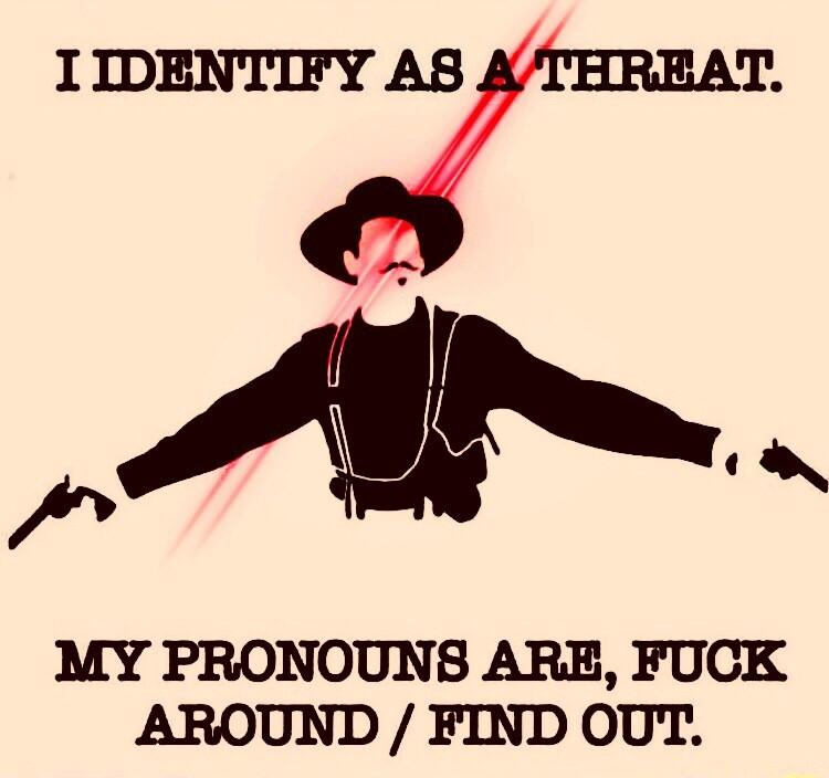 IIDENTIFY AS T MY PRONOUNS ARE FUCK AROUND FIND OUT TN