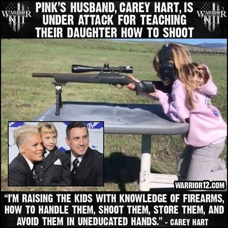 i PINKS HUSBAND GAREY HART IS 8 UNDER ATTACK FOR TEACHING NIT THEIR DAUGHTER HOW TO SHOOT WARRIOR12C0M IM HAISING THE KIDS WITH KNOWLEDGE OF FIREAHMS HOW TO HANDLE THEM SHOOT THEM STORE THEM AND AVOID THEM IN UNEDUCATED HANDS CAREY HART