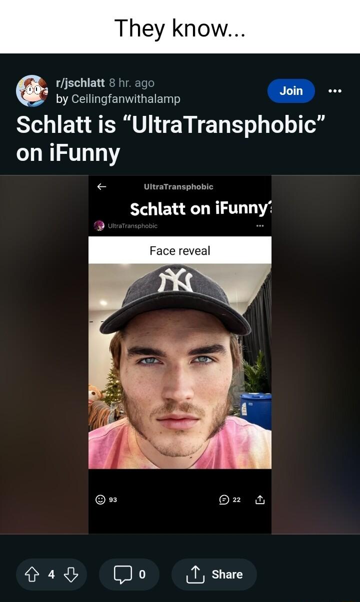They know jschlatt v Schlatt is UltraTransphobic on iFunny I E Schlatt on iFunny Face reveal