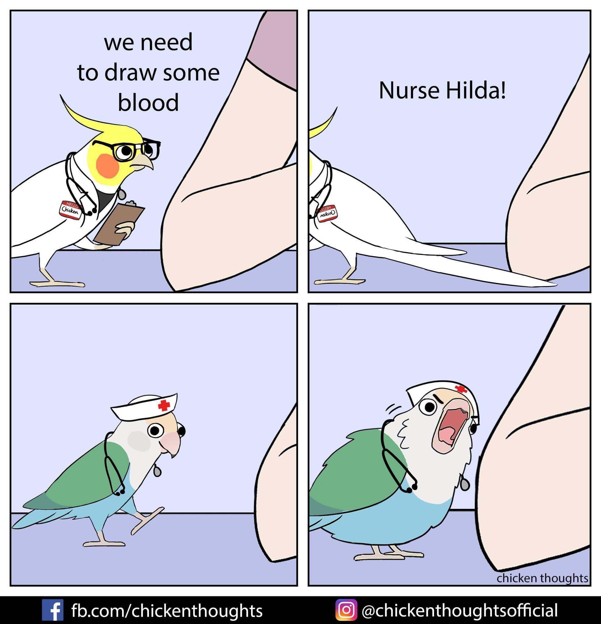 we need to draw some blood Nurse Hilda