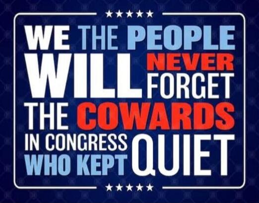 WE THE PEOPLE WILL NEVER FORGET THE COWARDS IN CONGRESS WHO KEPT QUIET