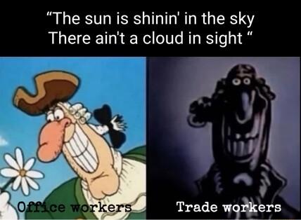 The sun is shininin the sky There aint a cloud in sight