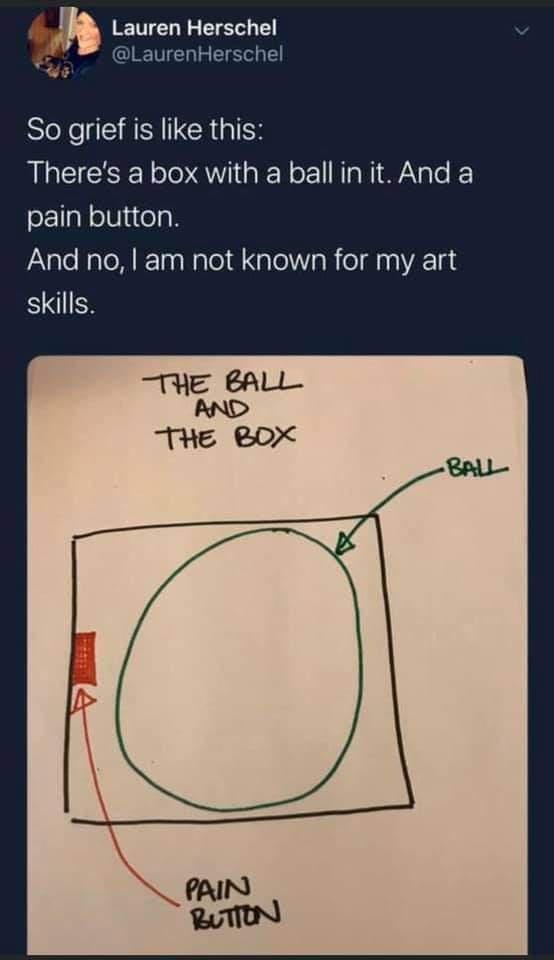 SleXe RN ERIEN Theres a box with a ballin it And a pain button And no am not known for my art skills