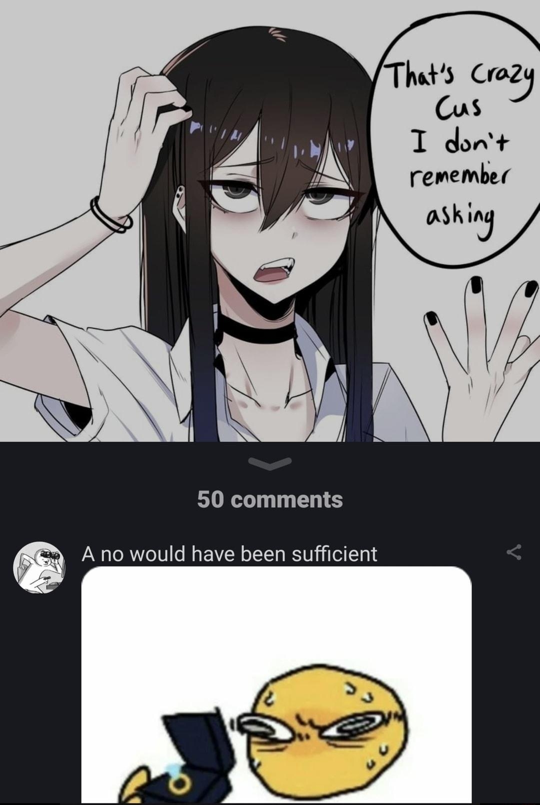 50 comments A no would have been sufficient