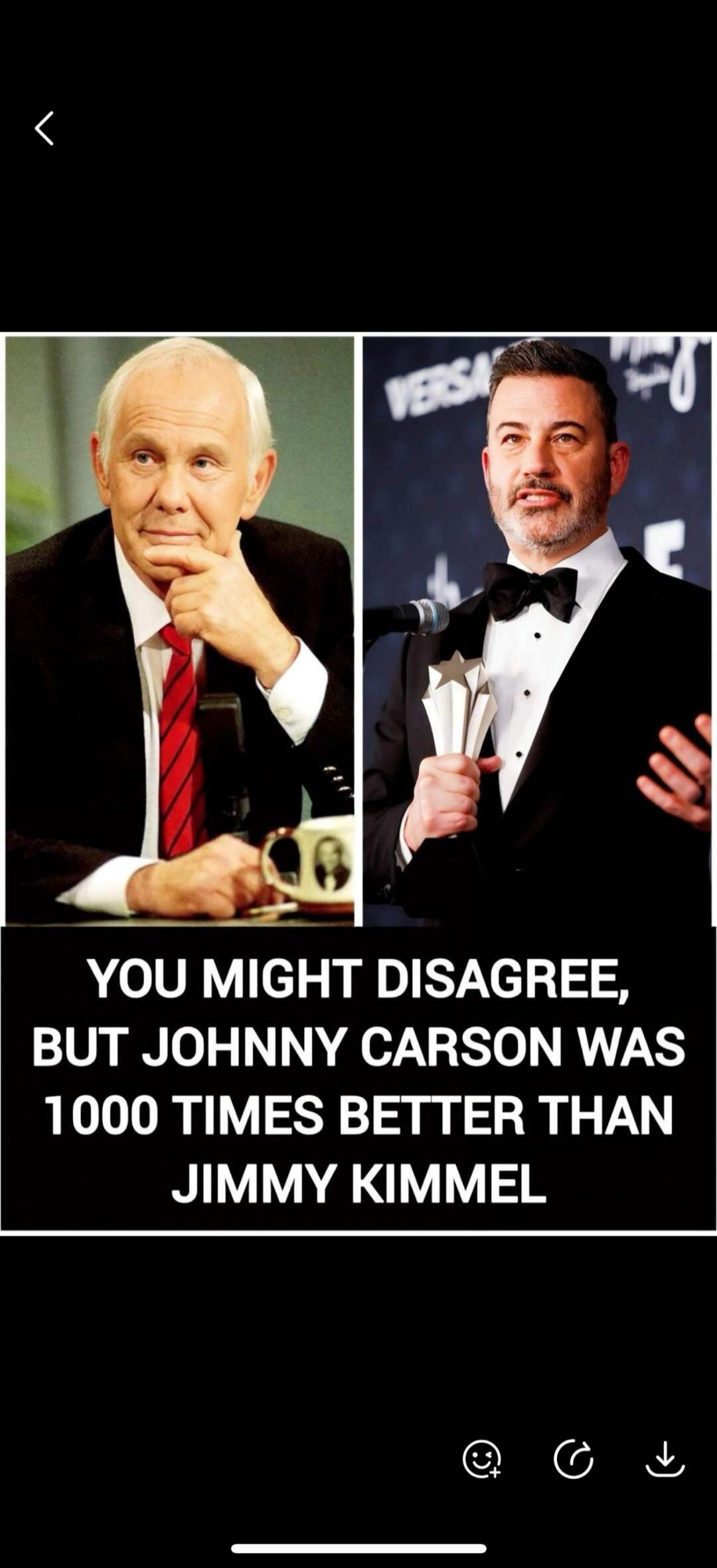 YOU MIGHT DISAGREE, BUT JOHNNY CARSON WAS 1000 TIMES BETTER THAN JIMMY KIMMEL