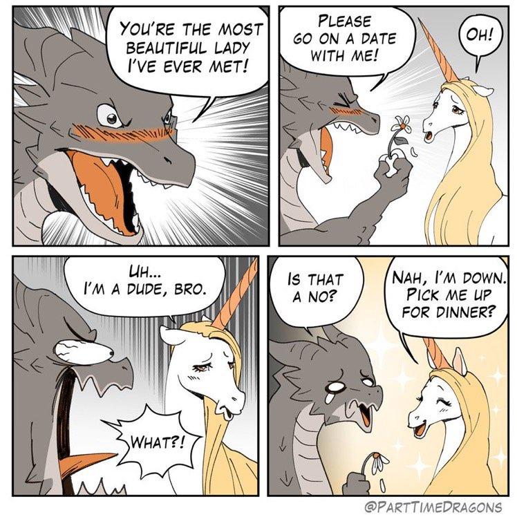 W YOURE THE MOST BEAUTIFUL LADY IVE EVER MET UH I A DUDE 8RO Natl Eavnoin FOR DINNER N PARTTIMEDRAGONS