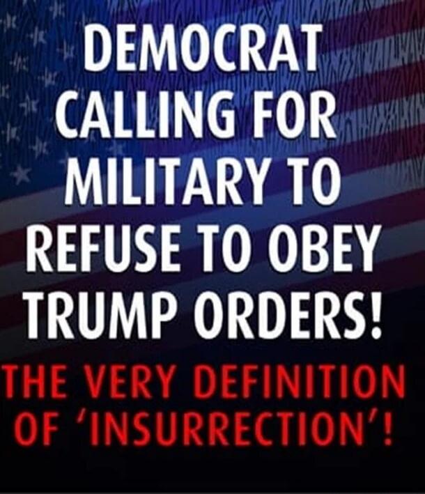 DEMOCRAT CALLING FOR MILITARY TO REFUSE TO OBEY TRUMP ORDERS! THE VERY DEFINITION OF 'INSURRECTION'!