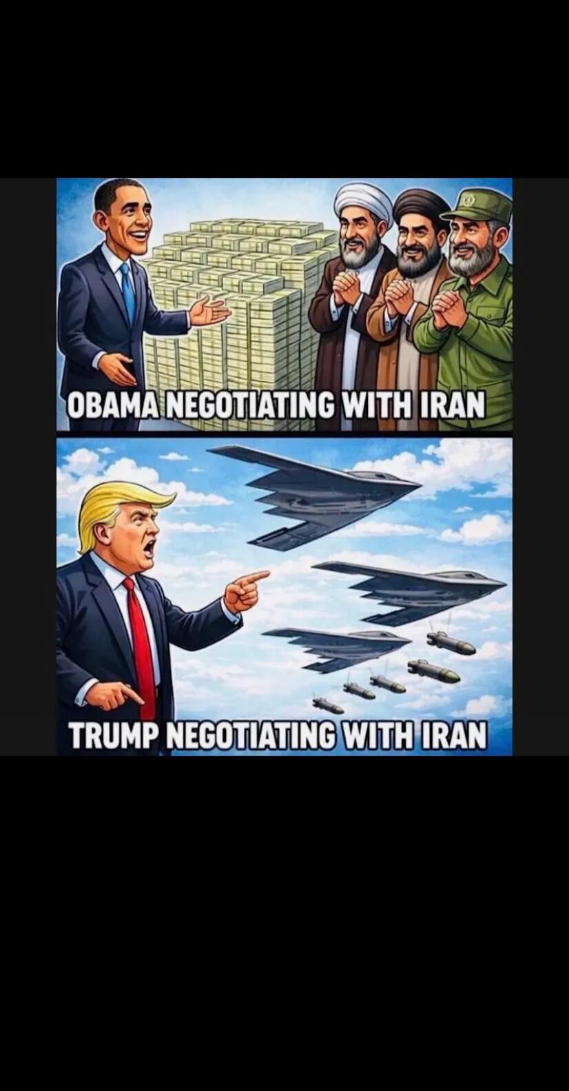 OBAMA NEGOTIATING WITH IRAN\nTRUMP NEGOTIATING WITH IRAN