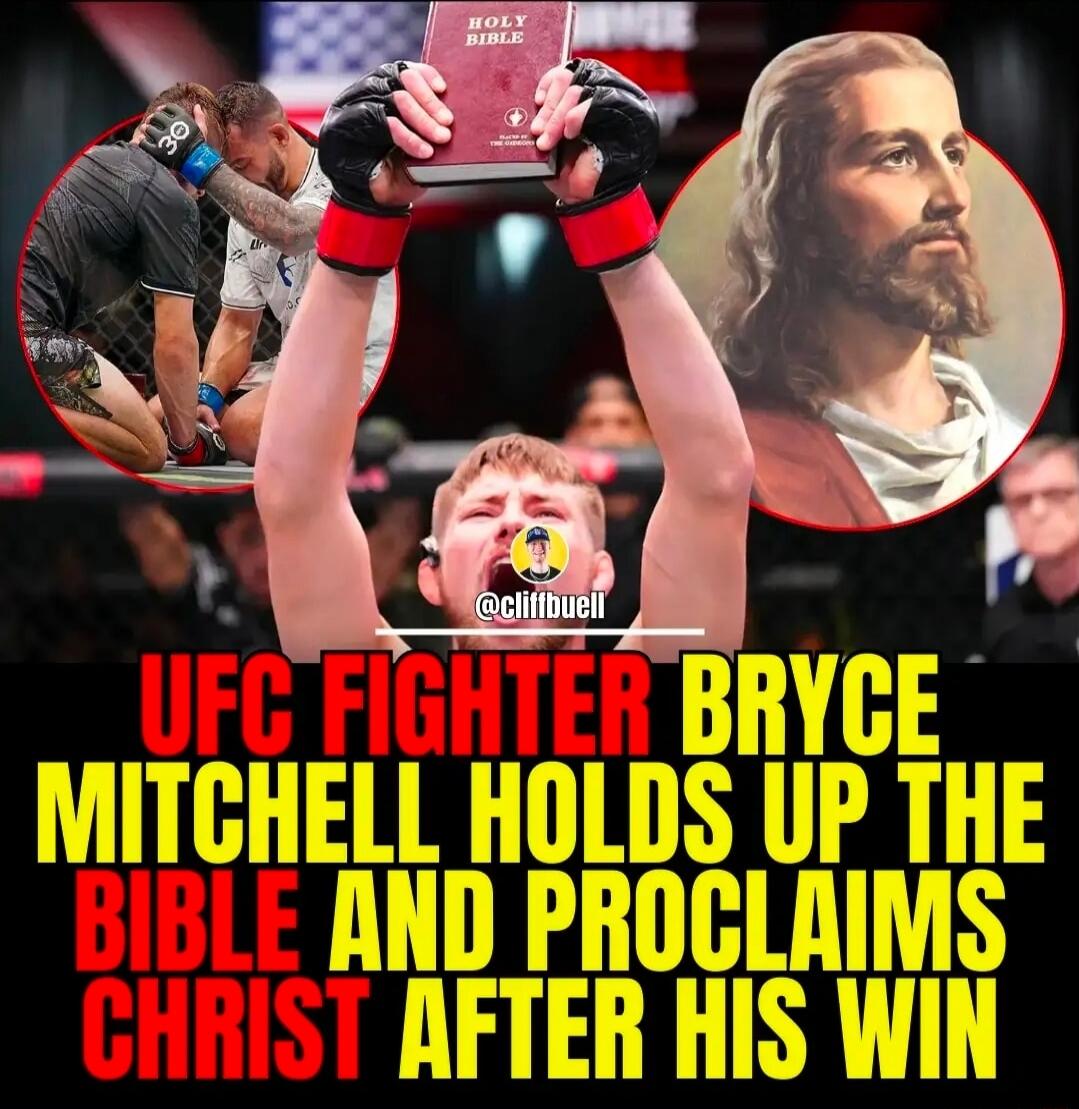 UFC FIGHTER BRYCE MITCHELL HOLDS UP THE BIBLE AND PROCLAIMS CHRIST AFTER HIS WIN