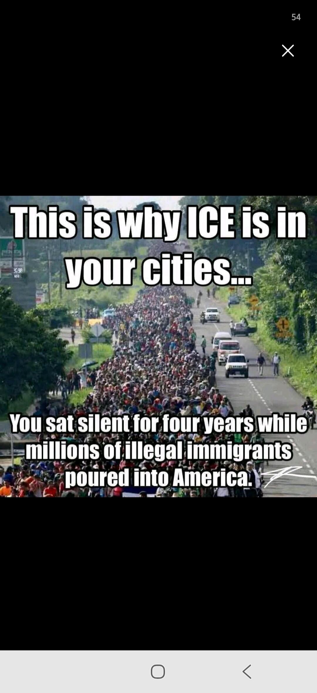 This is why ICE is in your cities... You sat silent for four years while millions of illegal immigrants poured into America.