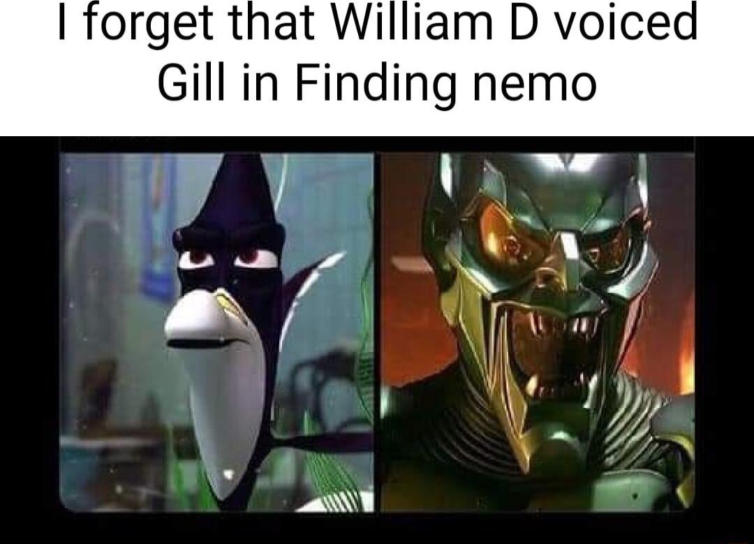 forget that William D voiced Gill in Finding nemo A c o Pl LA Wilf kf