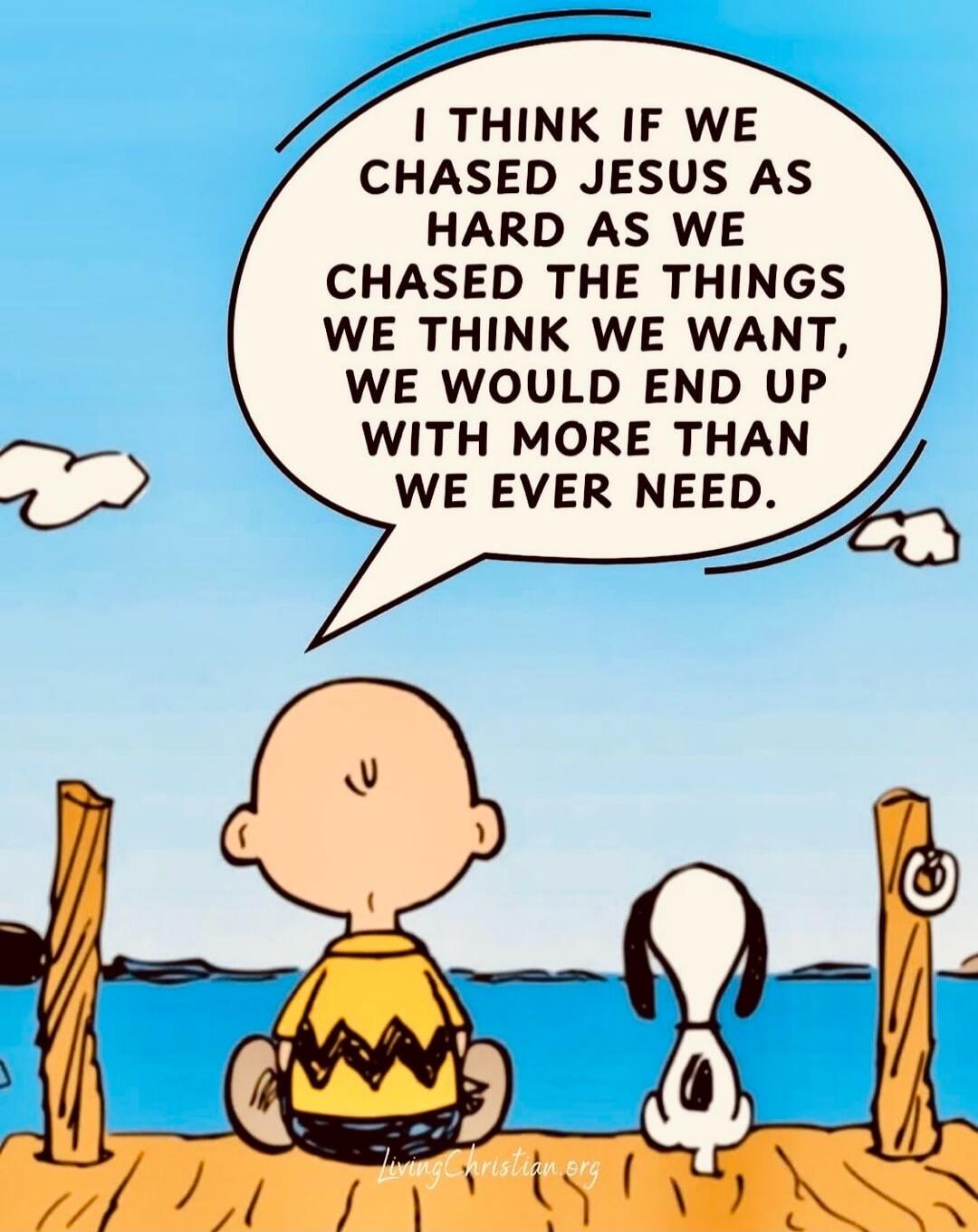I think if we chased Jesus as hard as we chased the things we think we want, we would end up with more than we ever need.