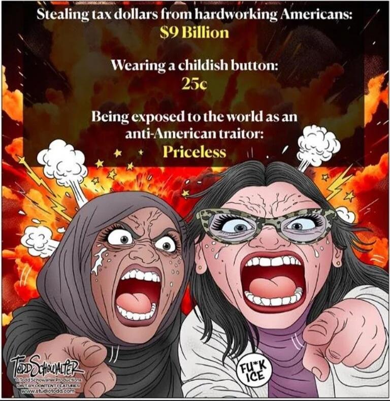 Stealing tax dollars from hardworking Americans: $9 Billion
Wearing a childish button: 25c
Being exposed to the world as an anti-American traitor: Priceless