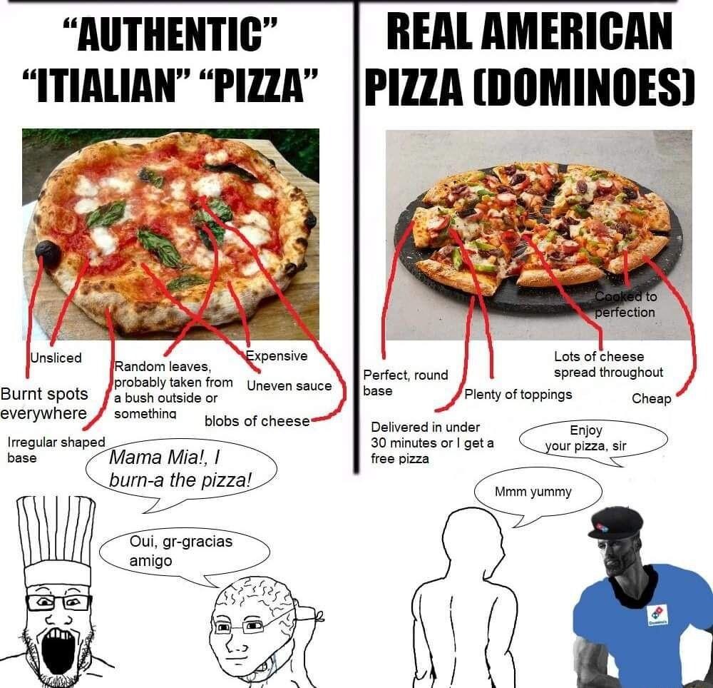 AUTHENTIC REAL AMERICAN ITIALIAN PIZZR PIZZA DOMINOES y