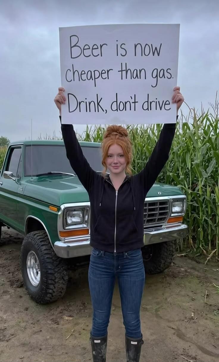 Beer is now cheaper than gas. Drink, don't drive