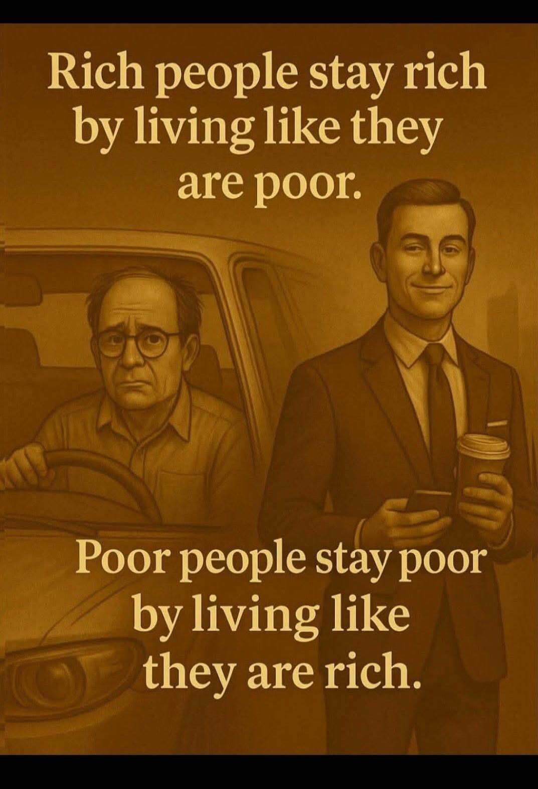 Rich people stay rich by living like they are poor. Poor people stay poor by living like they are rich.