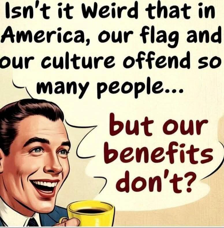 Isn't it Weird that in America, our flag and our culture offend so many people... but our benefits don't?