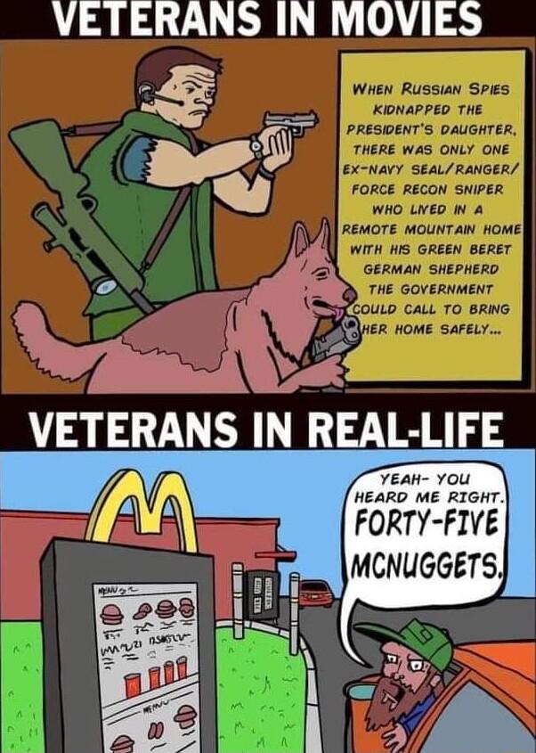 VETERANS IN MOVIES YEAH YOU HEARD ME RIGHT FORTY FIVE