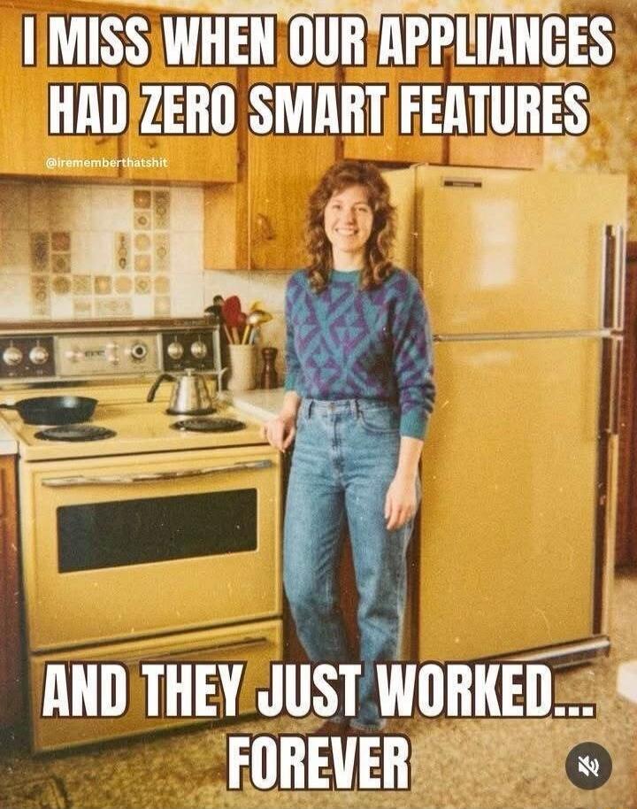 I MISS WHEN OUR APPLIANCES HAD ZERO SMART FEATURES AND THEY JUST WORKED... FOREVER @irememberthatshit