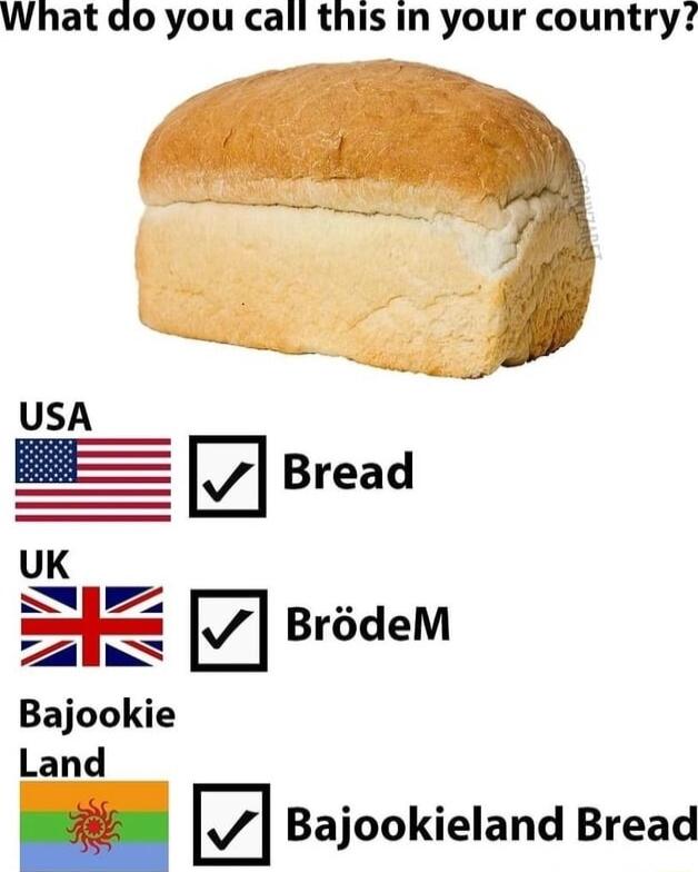 What do you call this in your country USA Bread UK SNYye i gls BrodeM Bajookie Land Bajookieland Bread