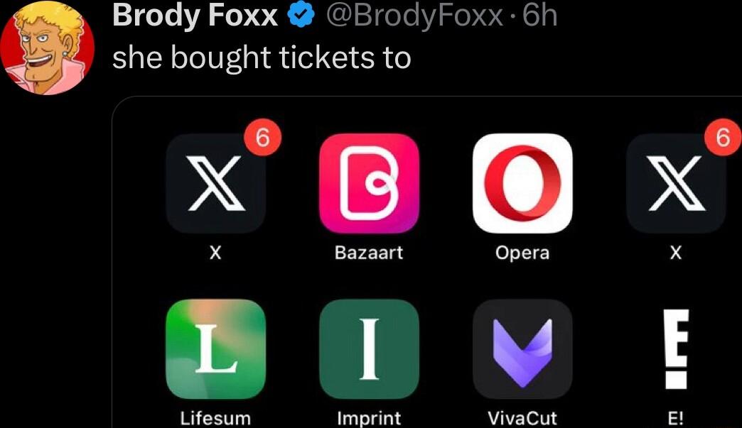 Brody Foxx BrodyFoxx 6h she bought tickets to xx Bazaart Opera B0 wvE Frm it VivaCut 8