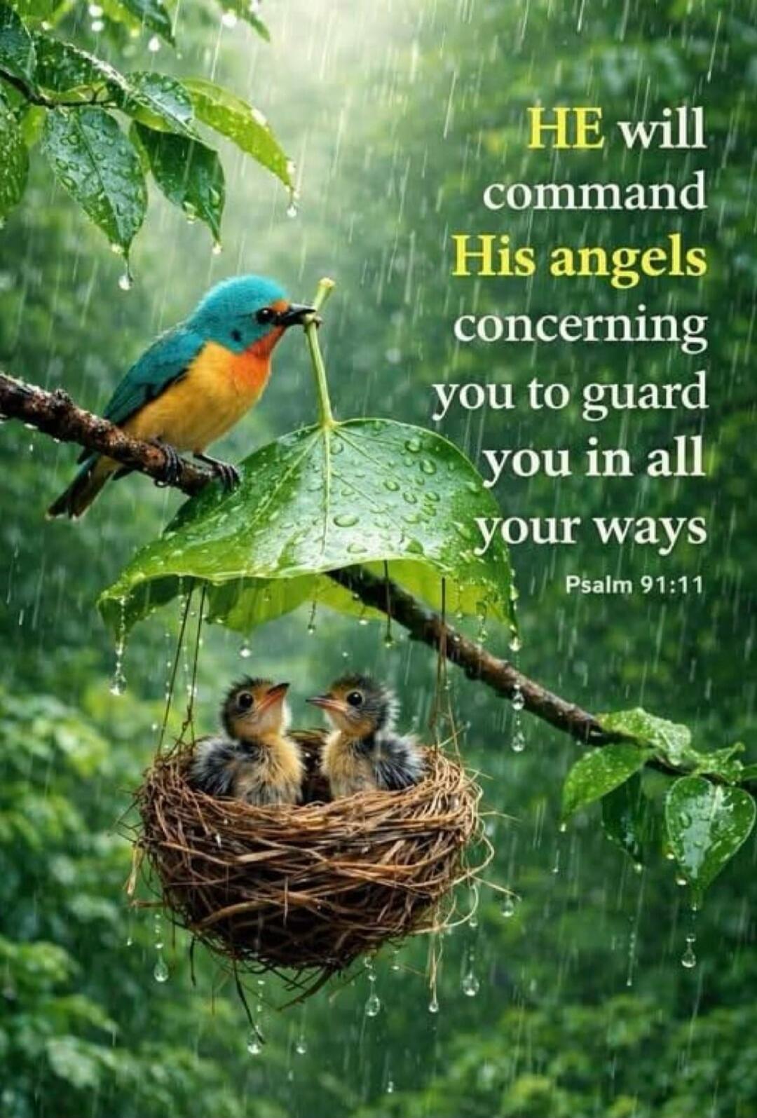 HE will command His angels concerning you to guard you in all your ways Psalm 91:11
