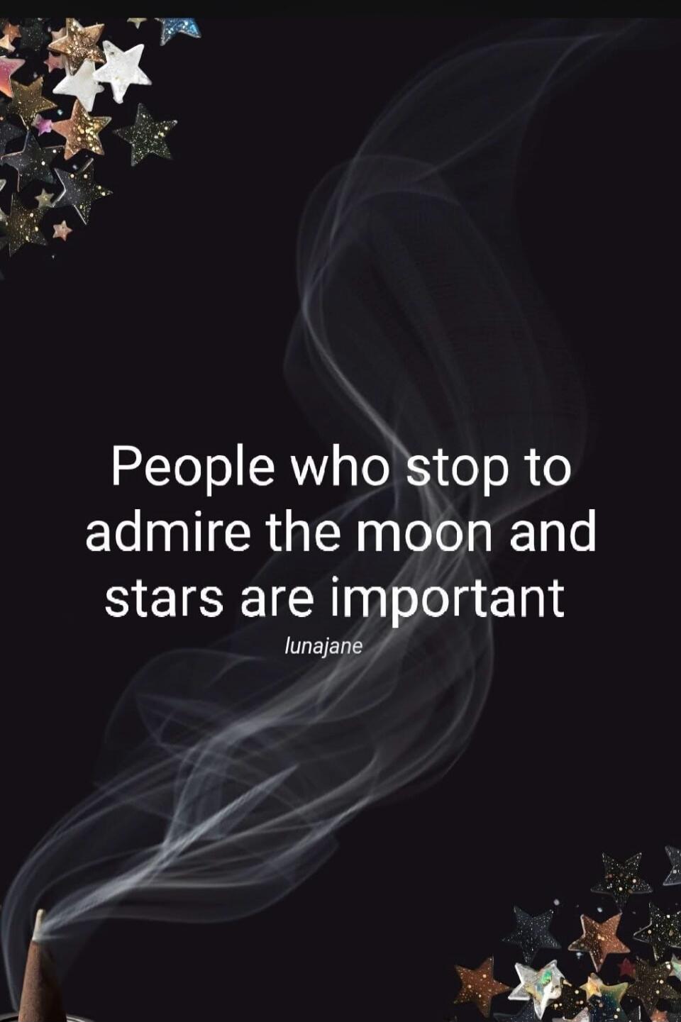 People who stop to admire the moon and stars are important
lunajane
