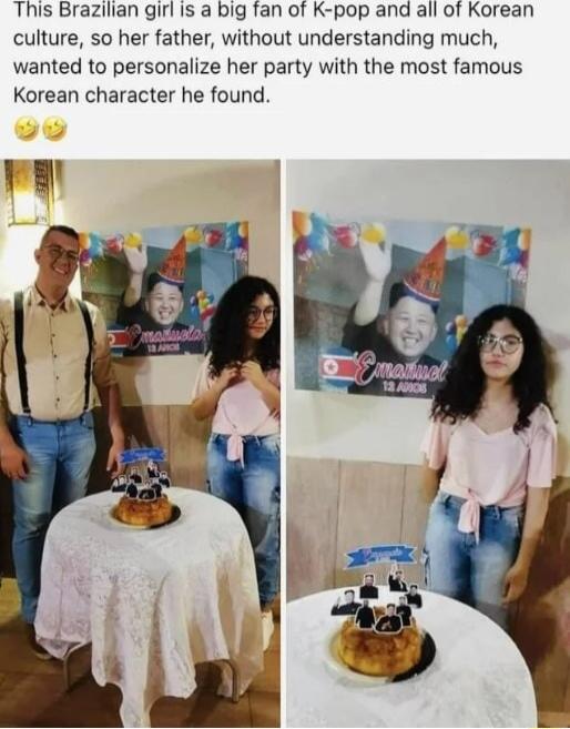 This Brazilian girl Is a big fan of K pop and all of Korean culture so her father without understanding much wanted to personalize her party with the most famous Korean character he found