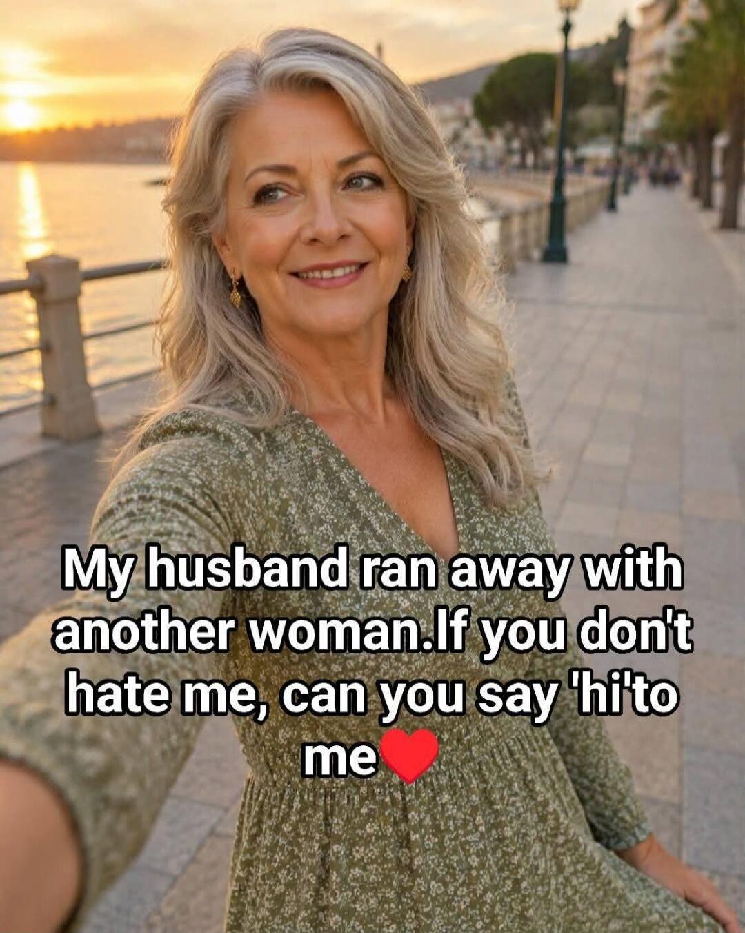 My husband ran away with another woman. If you don't hate me, can you say 'hi' to me ❤️