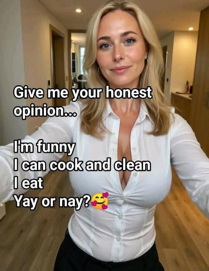 Give me your honest opinion... I'm funny I can cook and clean I eat Yay or nay?