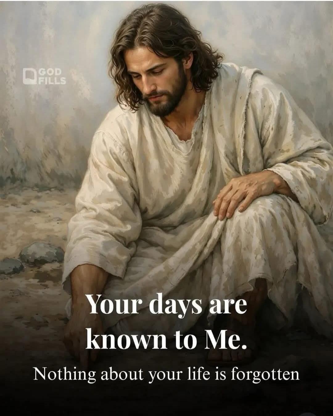 GOD FILLS Your days are known to Me. Nothing about your life is forgotten