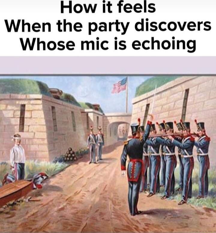 How it feels When the party discovers Whose mic is echoing