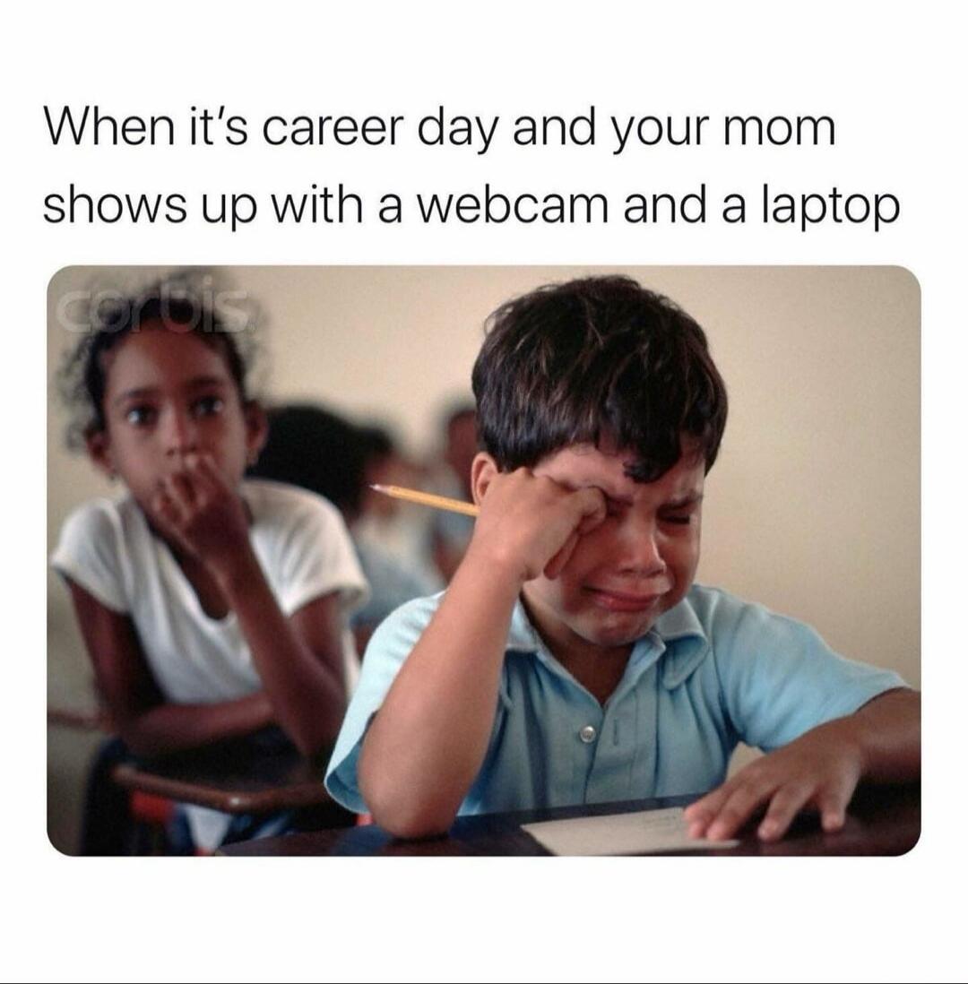 When it's career day and your mom shows up with a webcam and a laptop