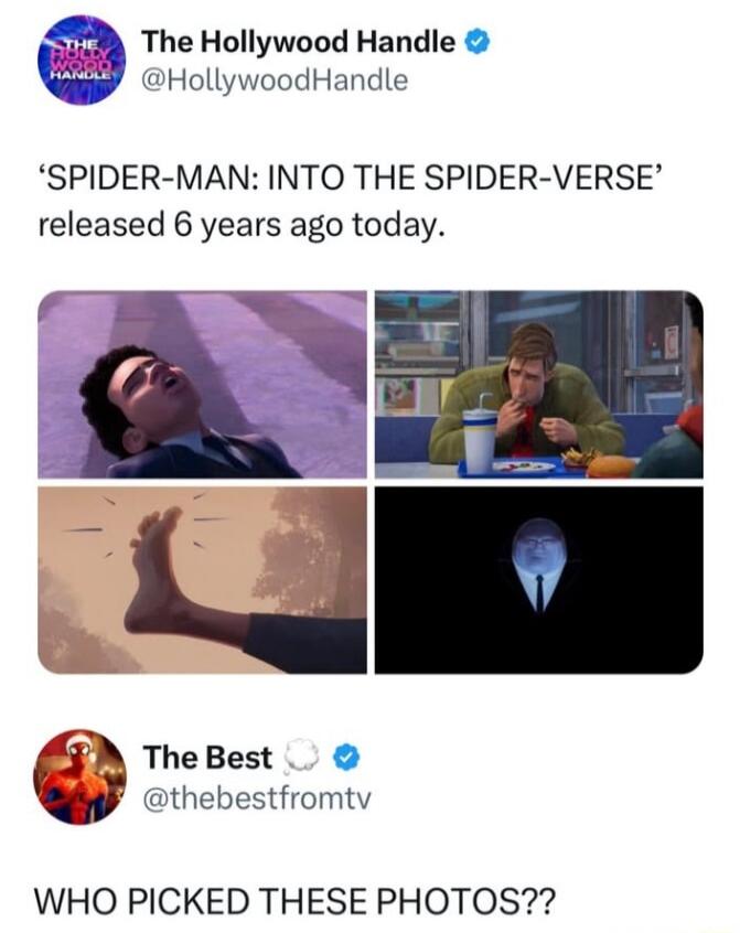 8 The Hollywood Handle HollywoodHandle SPIDER MAN INTO THE SPIDER VERSE released 6 years ago today 3A TheBest f thebestfromtv WHO PICKED THESE PHOTOS