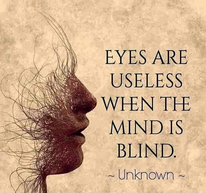 EYES ARE USELESS WHEN THE MIND IS BLIND. ~ Unknown ~
