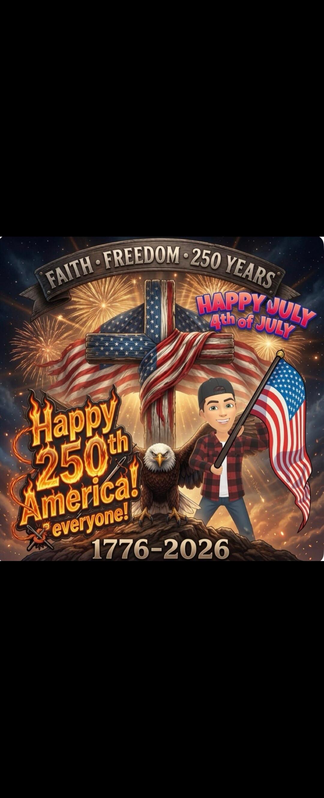 FAITH • FREEDOM • 250 YEARS HAPPY JULY 4th of JULY Happy 250th America! everyone! 1776-2026